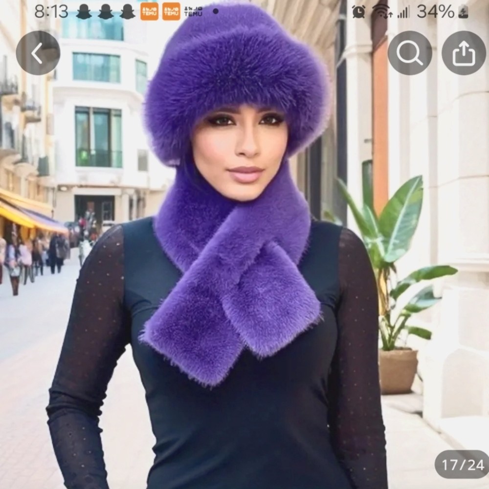 Fox Faux Fur Hat and Scarf NWT